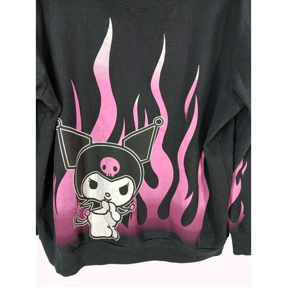 Torrid x Sanrio Kuromi Black Sweatshirt Size 1X Pink Flames Bioworld Licensed - Picture 2 of 13